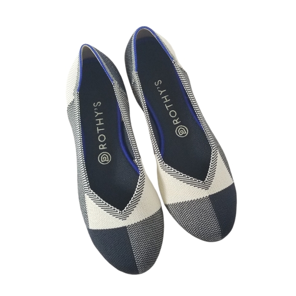 Rothy's Shoes - ROTHY'S The Flat Round Captoe Black And White Plaid Flats Sz 9 Retired Pattern